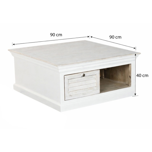 Mesa de Centro Cuadrada en Madera de Mango Blanco MB-219425