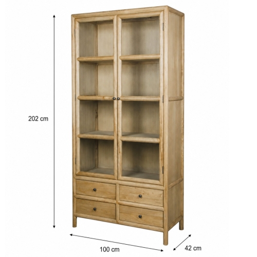 Vitrina en Madera de Olmo con Puertas de Cristal MB-228430