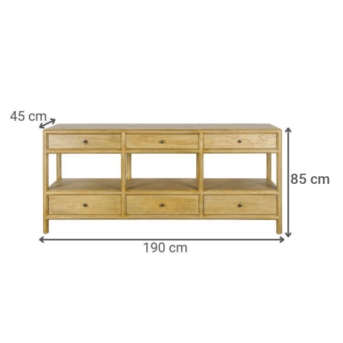 Consola de Madera Olmo con 6 Cajones MB-228432