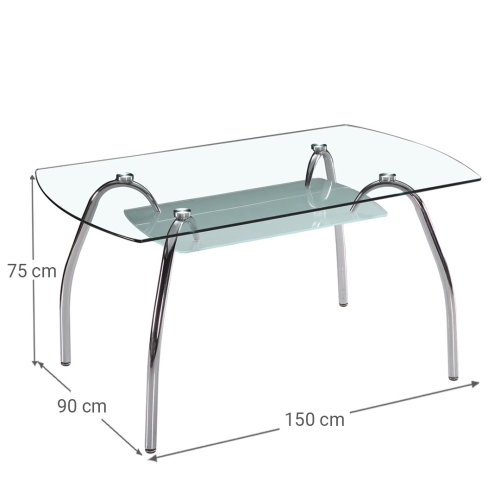 Mesa Comedor con Tapa de Cristal Fija Modelo San