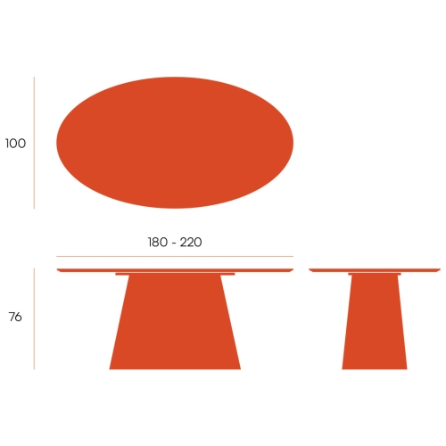 Mesa comedor fija ovalada roble biselado 180 cm NAMIB