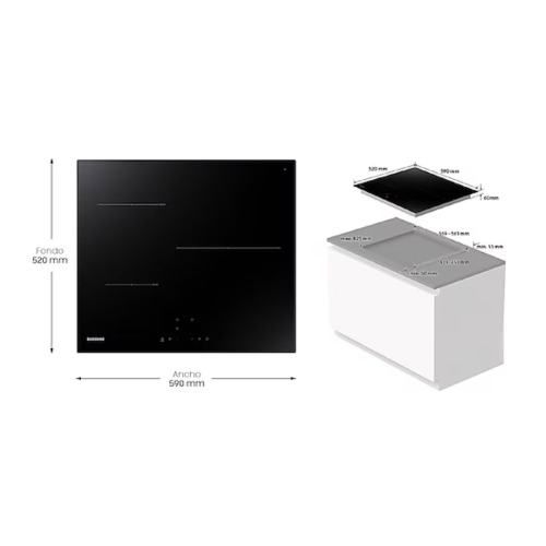 Placa Inducción SAMSUNG 3 Zonas Boost, Touch Control NZ63T3706A1