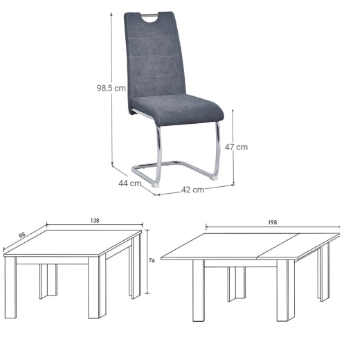 Conjunto Mesa Comedor Blanco con 4 Sillas Modernas CORFU