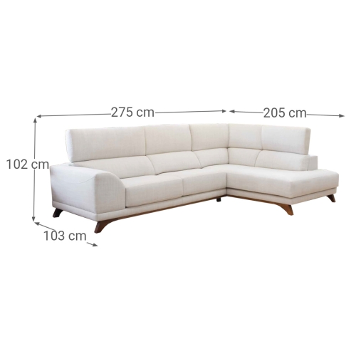 Sofá 3 plazas con Chaise Longue a la Derecha PALERMO