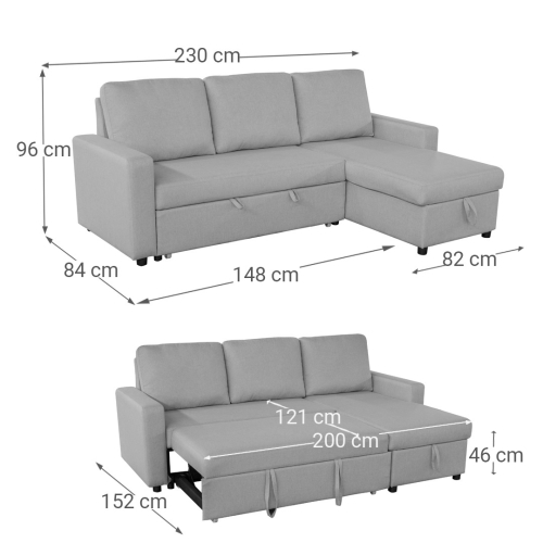 Sofá Chaise Longue Cama Reversible con Arcón PLAY
