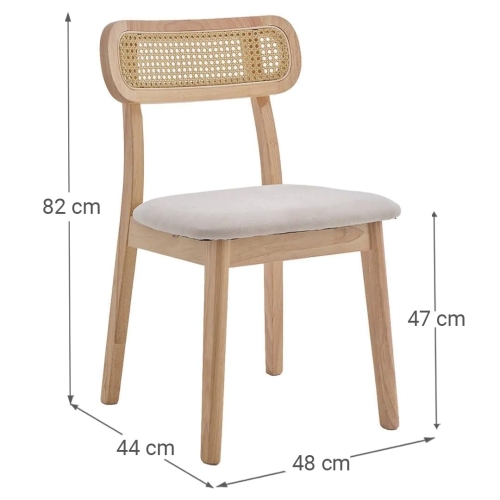 Silla de Comedor de Madera Maciza y Tela MACA