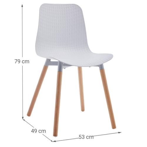 Silla Blanca de Polipropileno con Patas de Madera MIRIAM