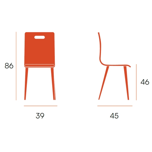 Juego de 4 Sillas de Comedor en Contrachapado y Patas Negras SOFIA