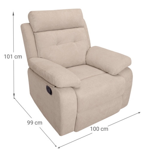 Sillón Relax Manual Tapizado en Tela CARIBE Beige