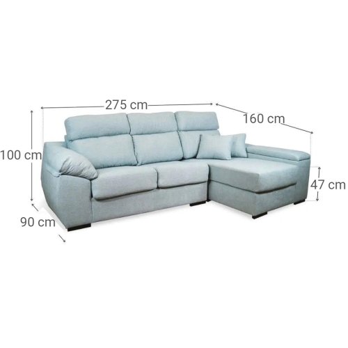 Sofá 3 Plazas Chaise Longue Derecha SOFÍA