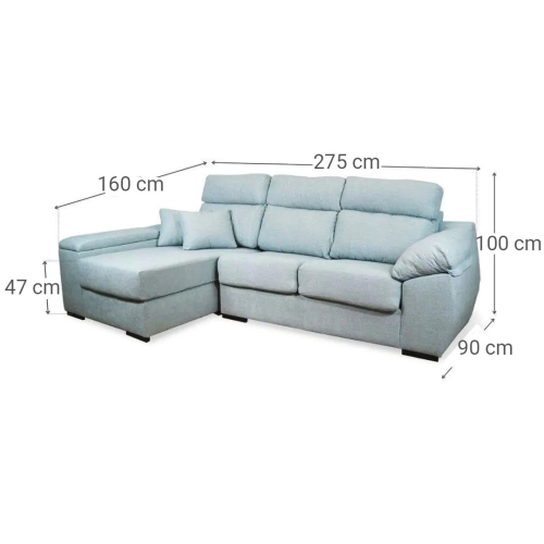 Chaise Longue Izquierda SOFÍA tapizado en Tela