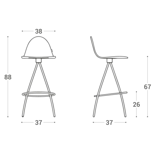 Taburete de Cocina con Respaldo y Asiento Tapizado PETRIS