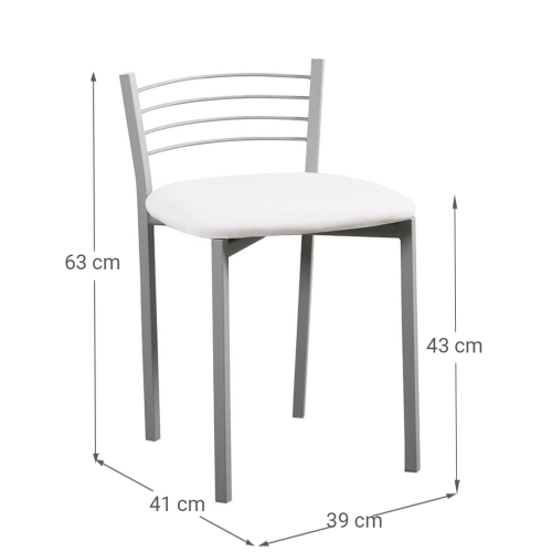 Taburete de Cocina con Estructura Metálica y Polipiel Blanco