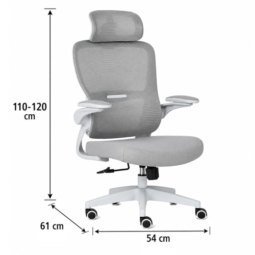 Silla de Oficina Ergonómica Gris con Malla TAYLOR 1054-H