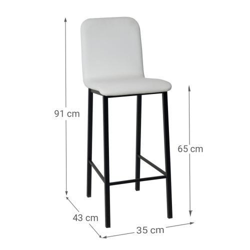 Taburete de Cocina de Metal Negro con Asiento Tapizado TEBA