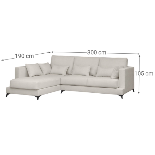 Sofá Chaise Longue Izquierda Tapizado en Tela VELLA