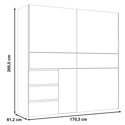 Armario de Dormitorio Blanco 2 Puertas 3 Cajones W2QS823E71-120